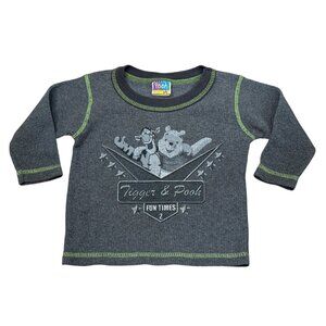 90s Y2K Disney Tigger & Pooh Toddler Thermal Shirt Gray 1T